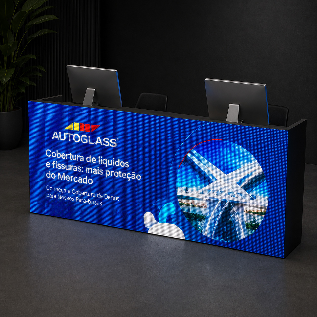 Balcão LED personalizado para stands, feiras e ativações