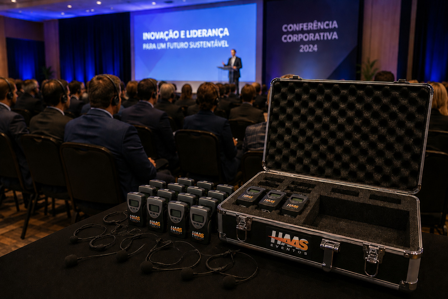 Haas Eventos palestra silenciosa com fones sem fio